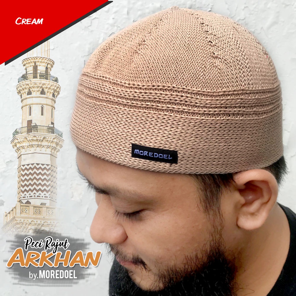 MOREDOEL - Kopiah Peci Rajut Pria Arkhan By Moredoel Nyaman dipakai Shalat dan Gaya dipakai Harian