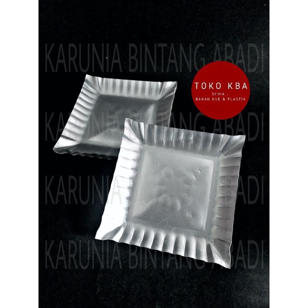 Piring kertas kue Perak Persegi isi 12 pcs