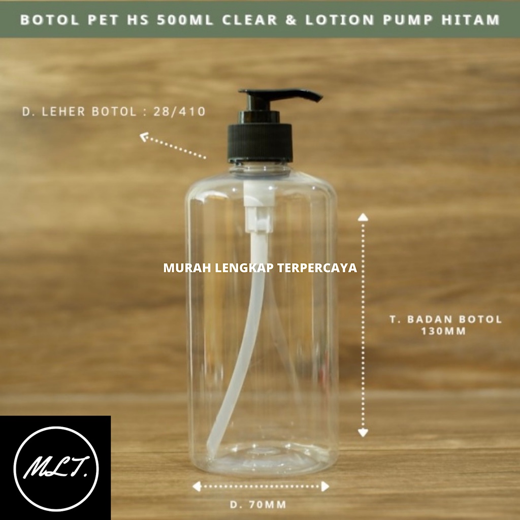 BOTOL HANDSOAP 500ML CLEAR LOTION PUMP PUTIH HITAM