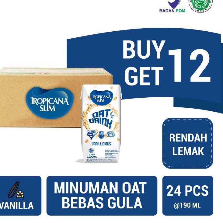 

Terlaku ♦ BUY 12 GET 12 - Tropicana Slim Oat Drink 190 ml (RTD) - Minuman Oat Bebas Gula''