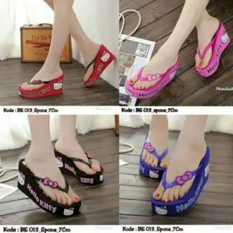 Sandal Jepit Wedges Wanita Hello Kitty