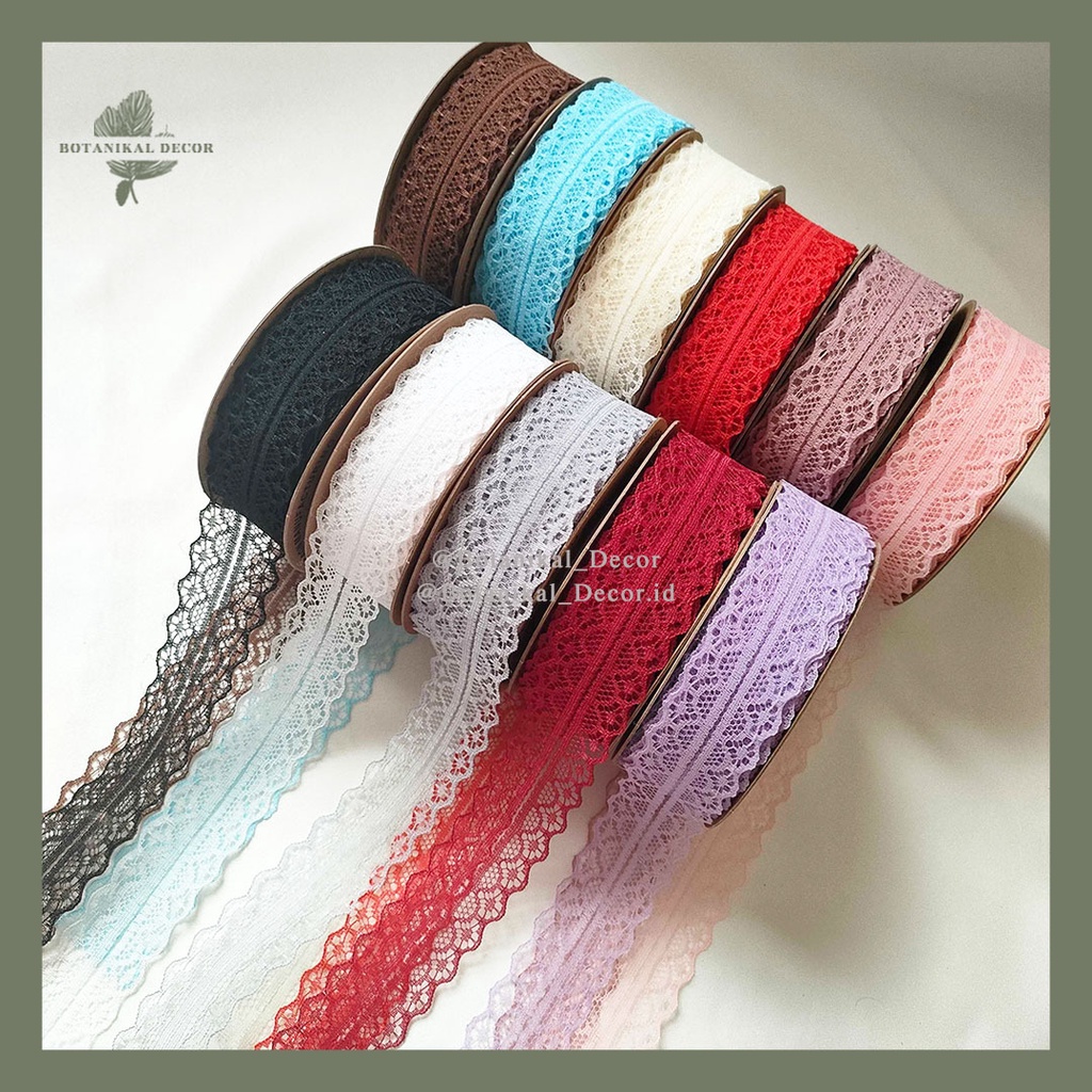 

1 ROll 45meter Pita Renda 3cm Dekorasi Buket Bunga Color Warna Pesta Kado Party Birthday
