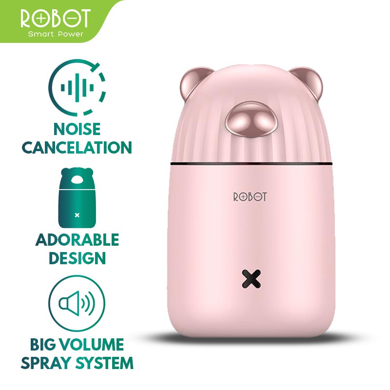 ROBOT RT-H01 Humidifier Diffuser Little Cool Bear Colorful Gradient Light USB 350ML - Garansi 1 Thn