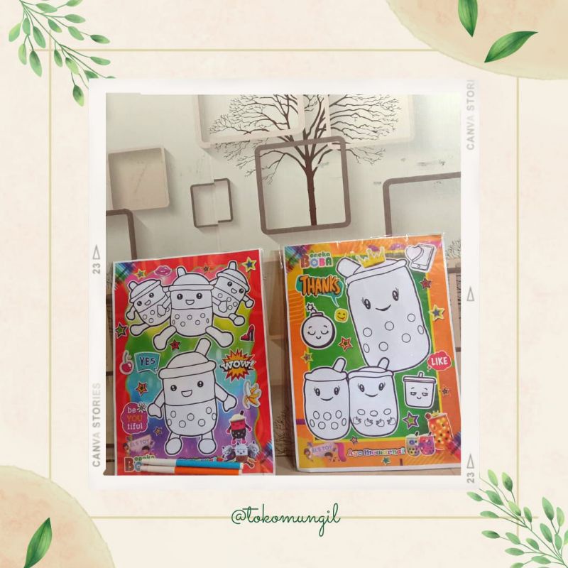 TM | BUKU MEWARNAI BOBA | MEWARNAI 2 GAMBAR BOBA DENGAN 2 SPIDOL | MEWARNAI BONEKA BOBA | 100% ORIGI