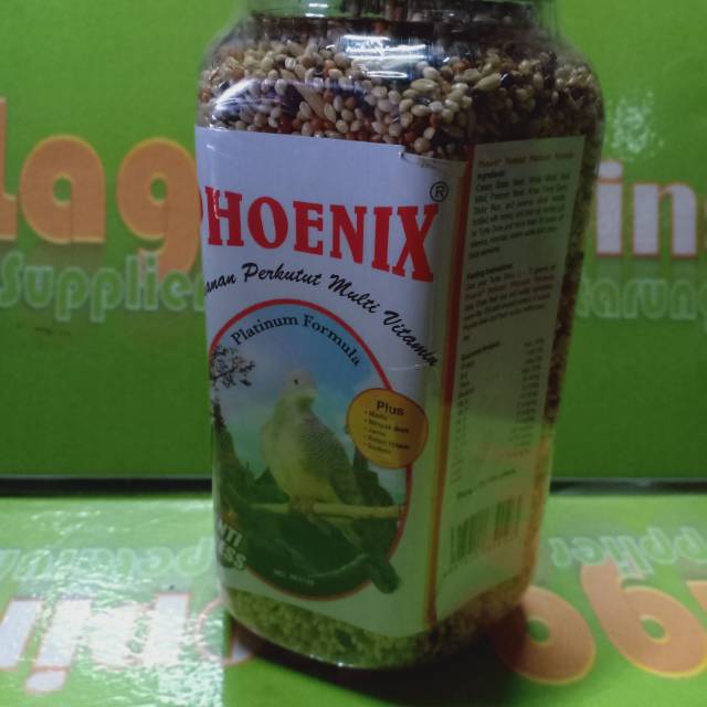 1 BOTOL phoenix perkutut platinum 500 GR makanan burung PONIK PERKUTUT tekukur lovebird