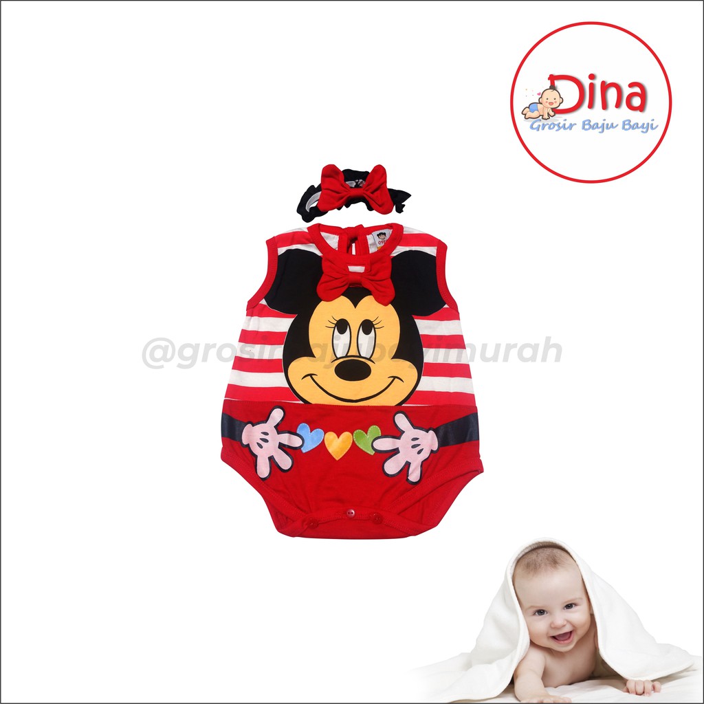 jumper bayi karakter + topi/bando MINNIE