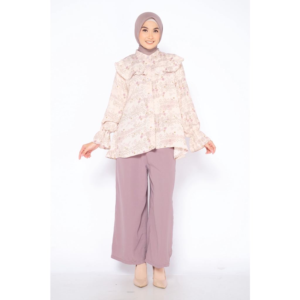 Clearance Sale - ZM Zaskia Mecca - Azura Sepia Blouse - Romansa Khatulistiwa - Edisi Bunga Kadupul