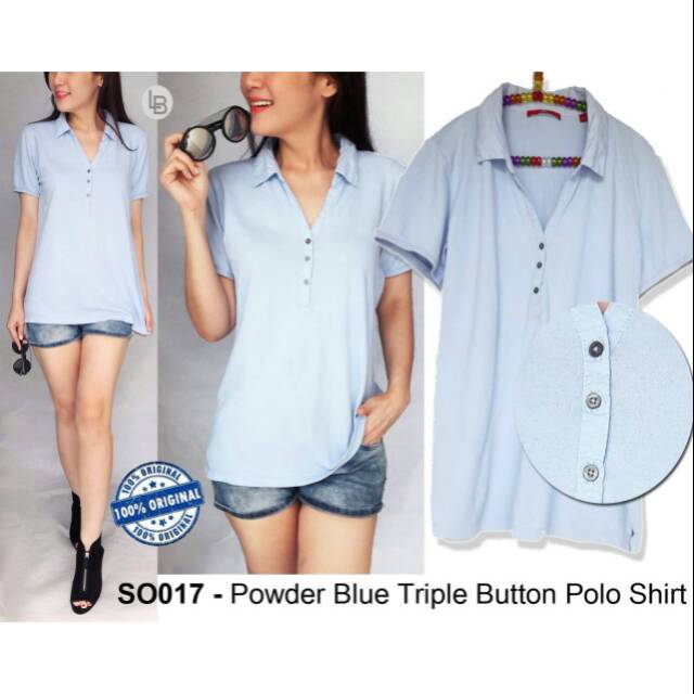 S Oliver Powder Blue Triple Button Polo SHirt
