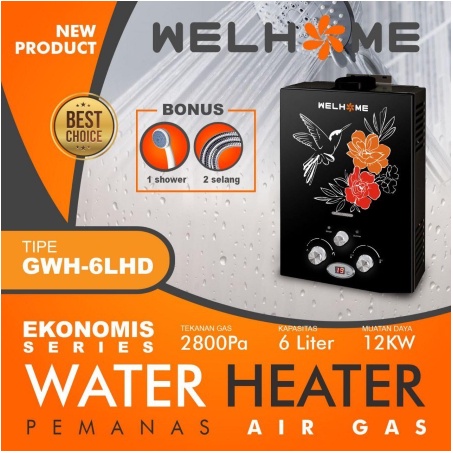 Water heater Welhome GWH-6LHD Water Heater Gas 6 Liter Pemanas Air Kamar Mandi