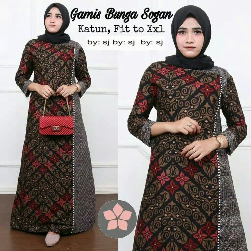 Gamis Batik Sogan Kombinasi Katun Halus Berkualitas Gamis Songket Manggar
