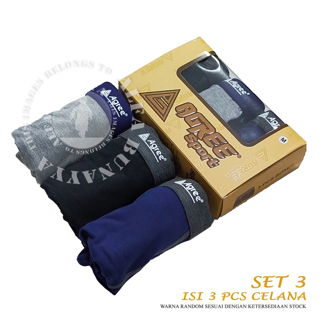 3 Pcs Celana Dalam Pria AGREE SPORT BOXER CD Underwear Pakaian Dalam AB12AGS35 1235