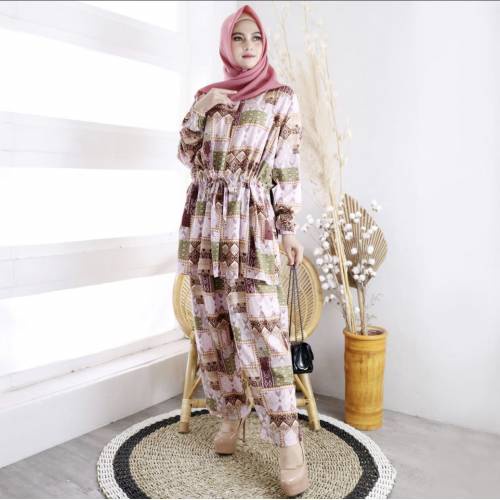 Setelan Baju Muslim Wanita Nopo - Baju Gamis Muslim Celana Panjang Wanita