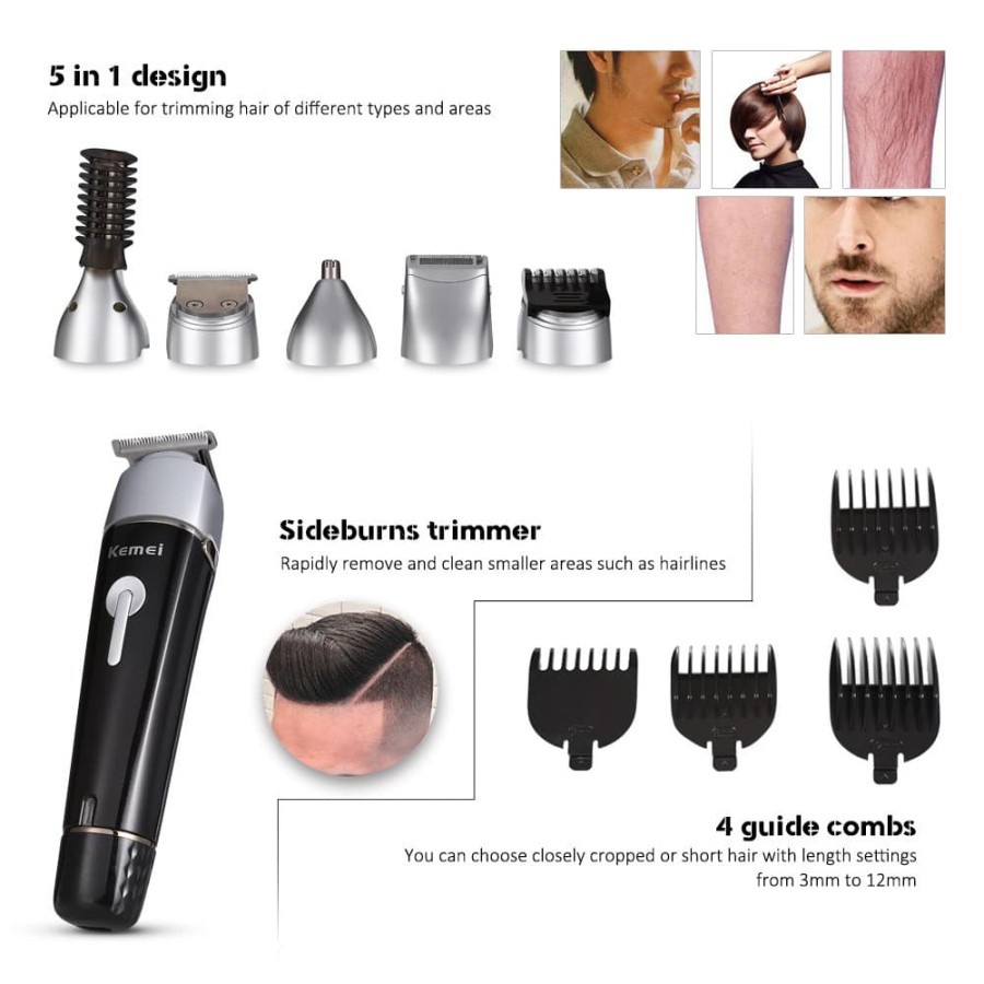 Clipper Kemei KM-1015 Alat Cukur Rambut Kumis Jenggot Cas