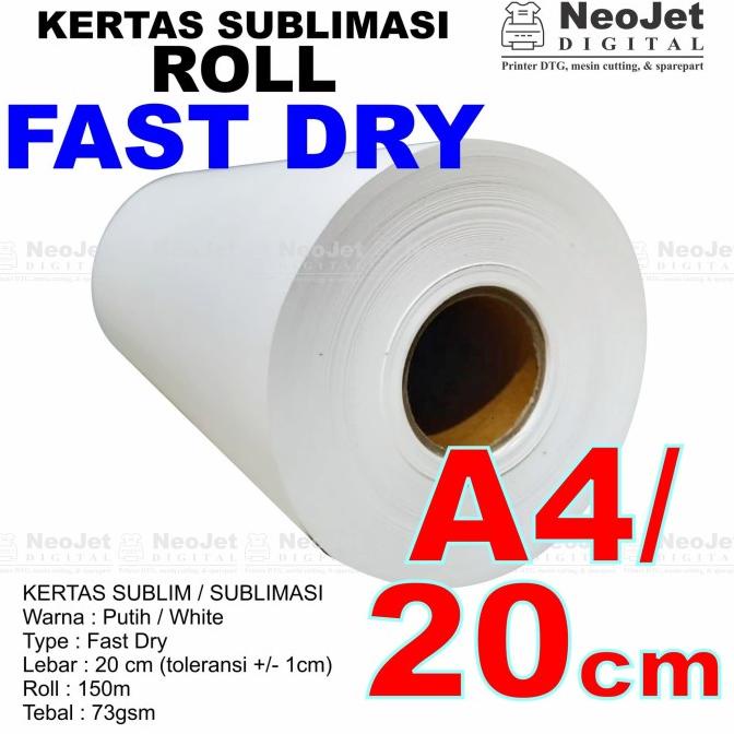 

KERTAS SUBLIM FAST DRY SUBLIMASI SUBLIMATION PAPER ROLL LEBAR 20 CM A4 XBV5615EA