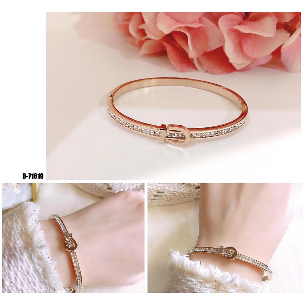 COD! gelang titanium anti karat/ gelang tangan full diamond import / gelang wanita titanium