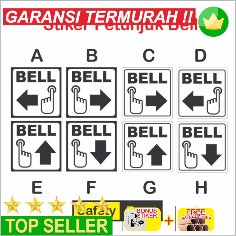 

Promo Stiker Petunjuk Bell 10x10 cm 15x15 cm 20x20 cm (Bisa Custom) - 10x10 cm Keren