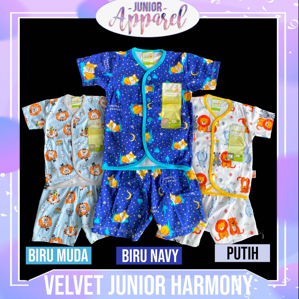 Velvet Junior 3 pcs Pendek Kancing  Depan  Setelan Baju  