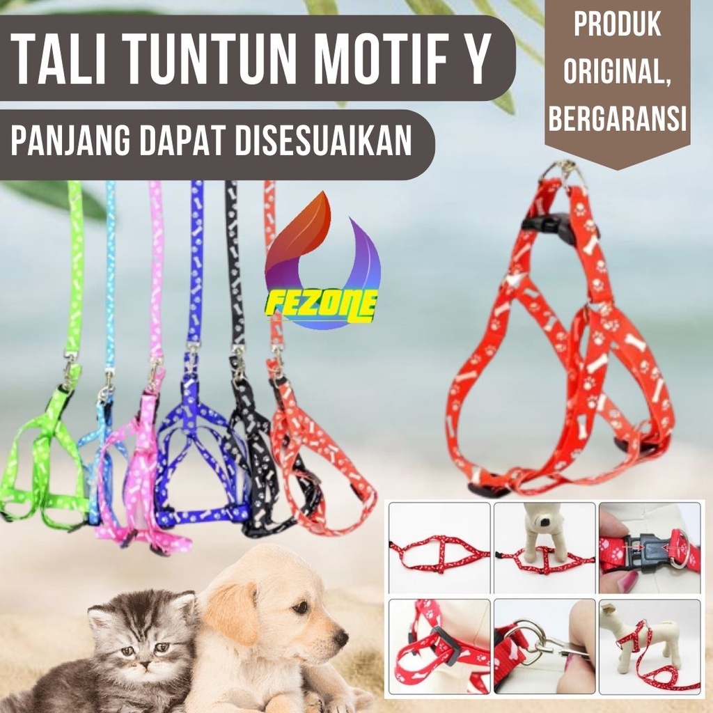 TALI TUNTUN MOTIF Y Tali Tuntun 120cm Penuntun Hewan Kucing Anjing Musang Landak Garansi Termurah FEZONE