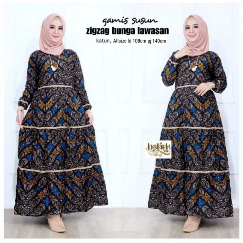 GAMIS BATIK MODEL SUSUN ZIGZAG