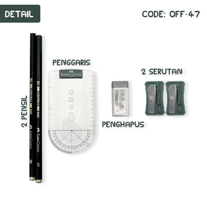 PAKET UJIAN STANDARD FABER CASTELL pensil penghapus penggaris 2B