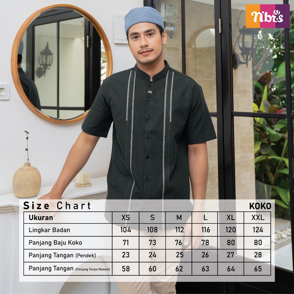 Nibras Atasan Pria NK 120 Bahan Intrarami mix Toyobo Koko Pria Simpel Modern