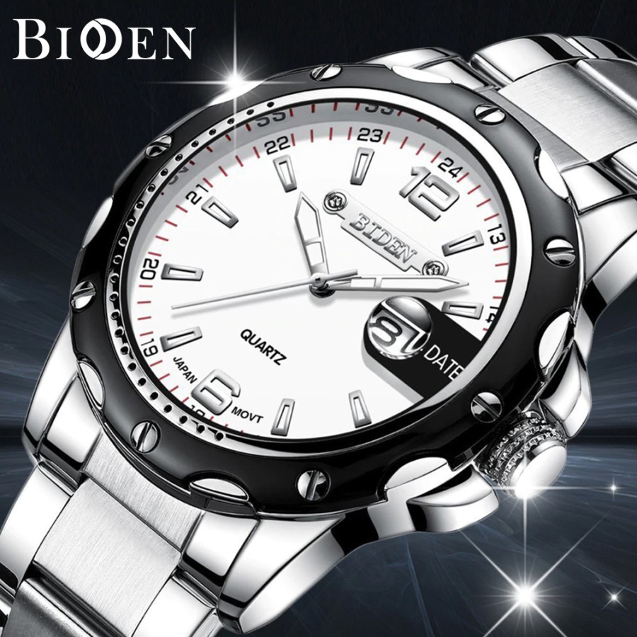 Jam tangan pria keren ready casual analog jam tangan Biden fashion pria analog pita jala bisnis Q1A2