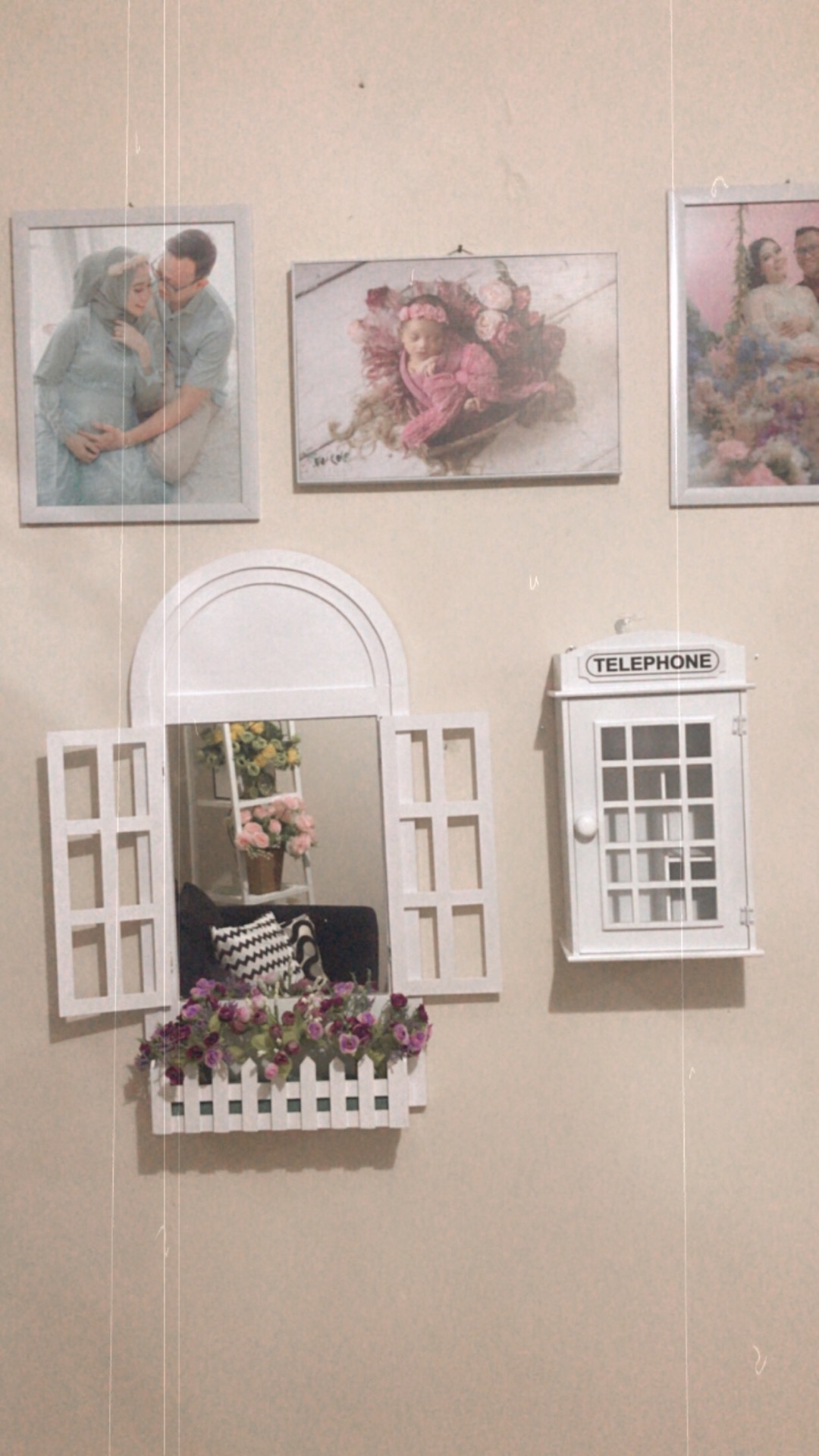 Vas Jendela Cermin Shabby Chic + Packing Kayu