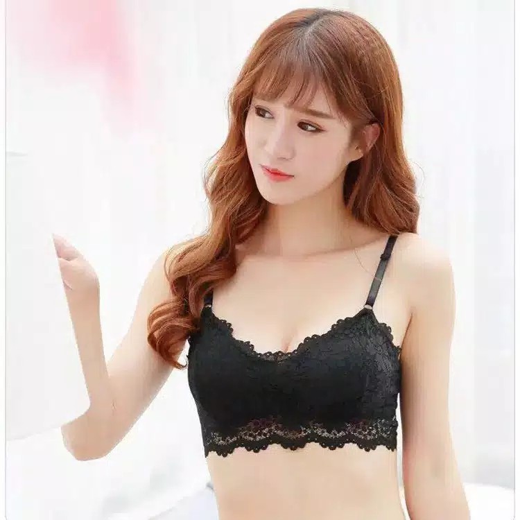 [HOT SALE] Bra Sport Bra Wanita Motif Bunga Bra Gym Fitness Bra Senam Zumba Yoga Olahraga Import-Bra-2 Hitam