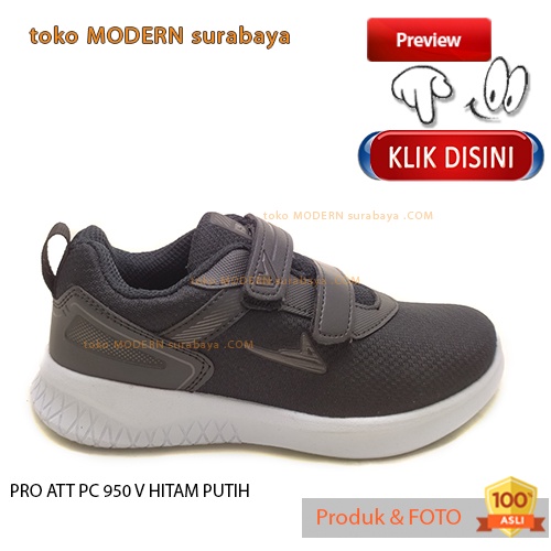 Sepatu anak sekolah sepatu sneaker velcro PRO ATT PC 950 V HITAM PUTIH