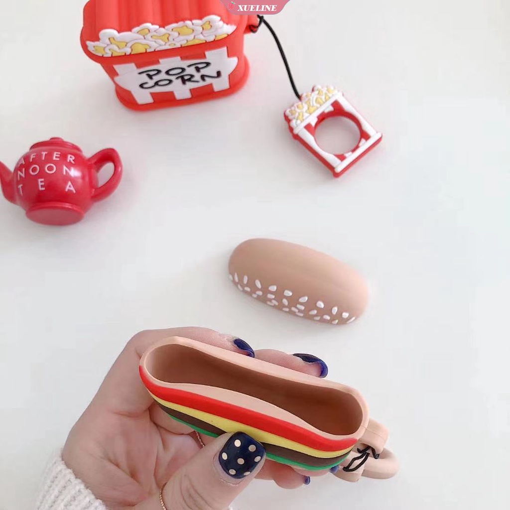 Soft Case Silikon Desain Burger Untuk AirPods 1 2 3 Pro