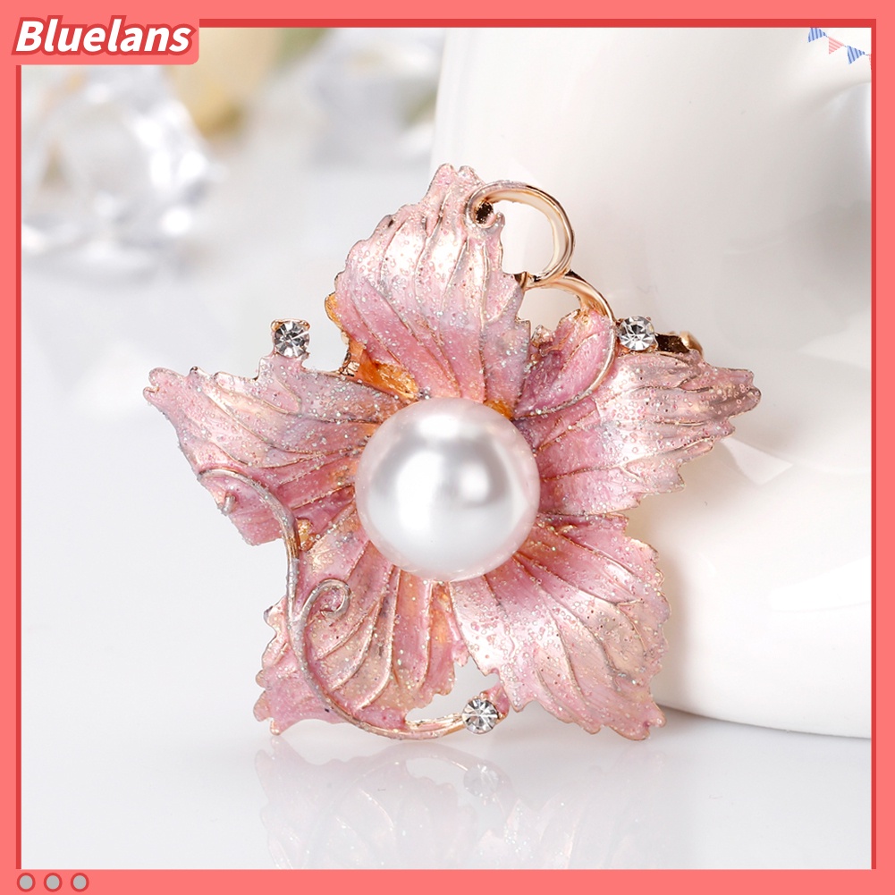 Bluelans Fashion Women Rhinestone Imitation Pearl Enamel Flower Floriated Brooch Pin