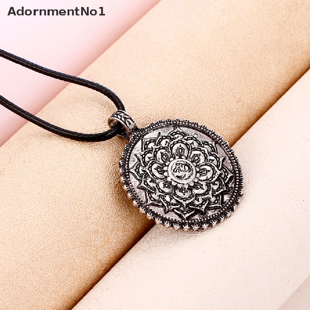 (AdornmentNo1) Kalung Rantai Dengan Liontin Jimat Lotus Mandala Tibet Retro Untuk Meditasi / Yoga