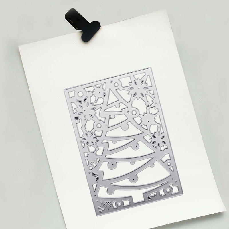 Cetakan Stensil Cutting Dies Motif Pohon Natal Bahan Metal Untuk Scrapbook / Craft DIY