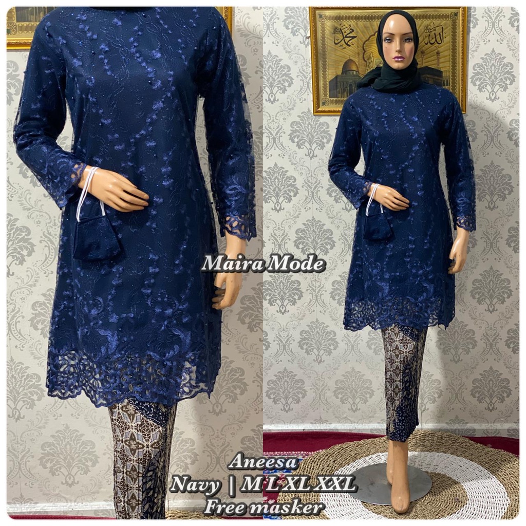 KEBAYA MODERN TUNIK SET PRISKET/ BROKAT TILLE SET PRISKET/FREE MASKER