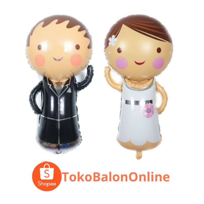 Balon Foil Jumbo Orang Pengantin Full Body dan balon Foil Baju pengantin Pria wanita wedding engagem