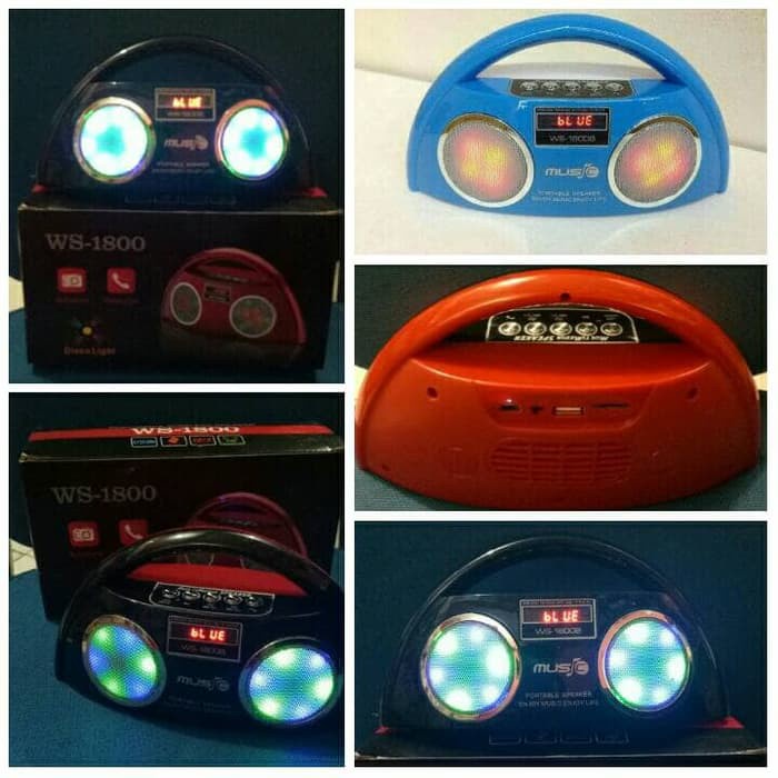 PROMO Speaker Bluetooth WS-1800 Musik Wireless Audio Lampu Led Disco SULTAN