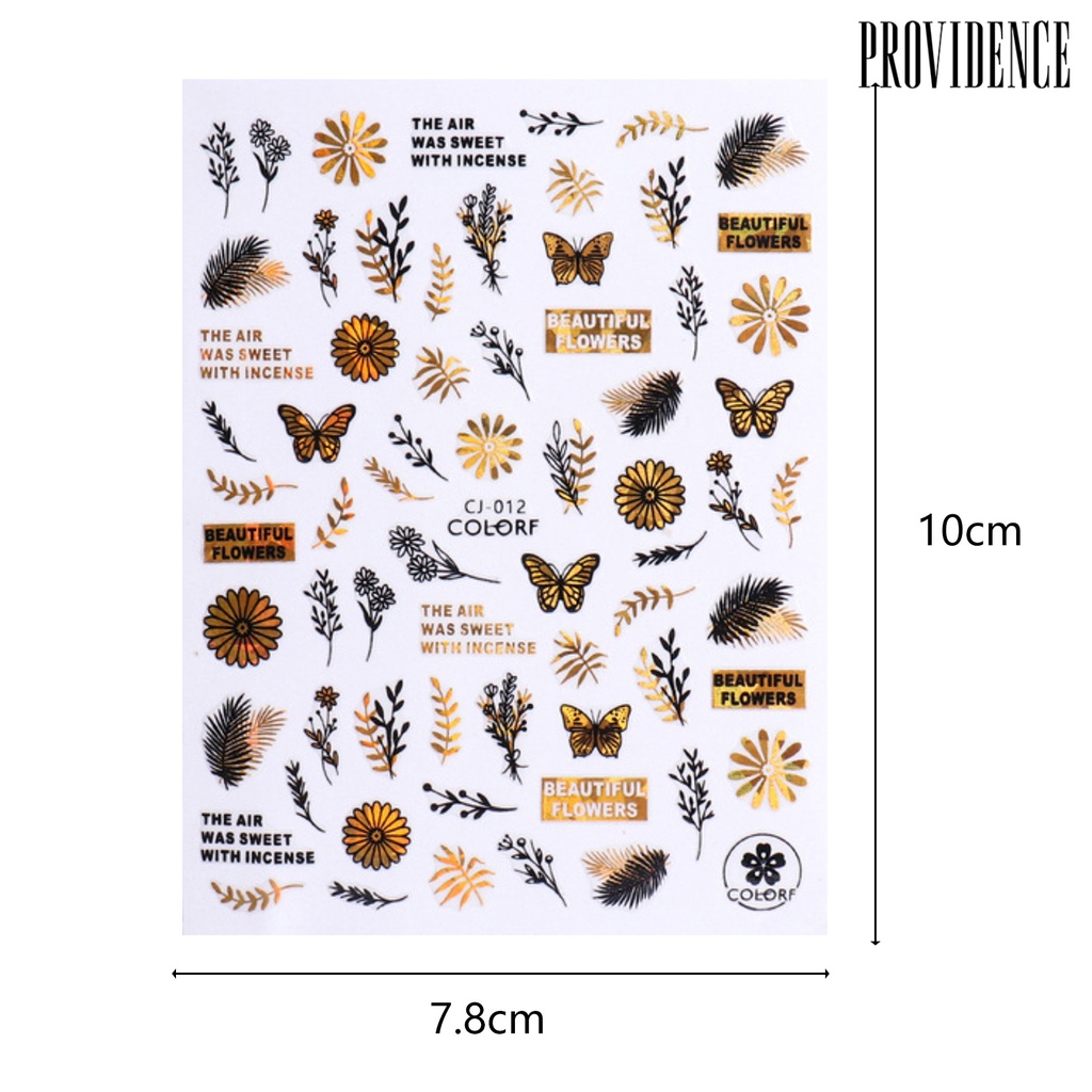 Providence Stiker Kuku Motif Daun Maple 3d Ultra Tipis Transfer Air Untuk Manicure / Nail Art