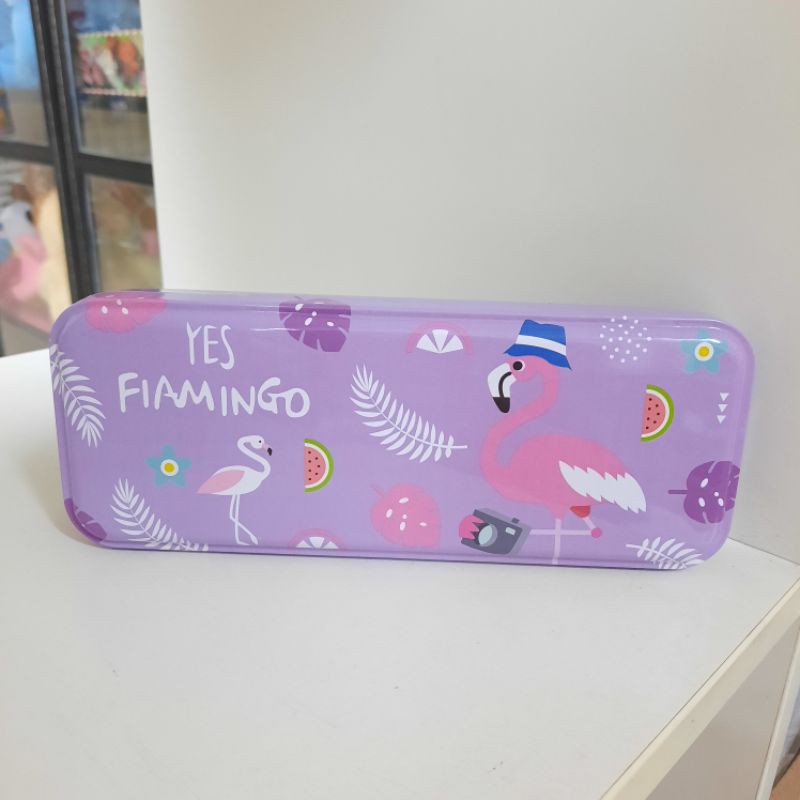 

FLAMINGO UNICORN PENCIL CASE kotak kaleng tempat pensil anak