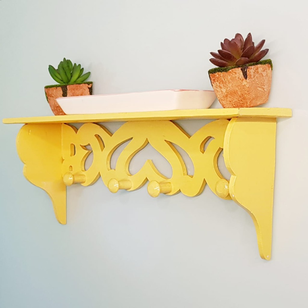 Prima Shabby Craft Hiasan Dinding Rak Hambalan Ukir Kayu Gantung Capstok Serbaguna 50x10x17