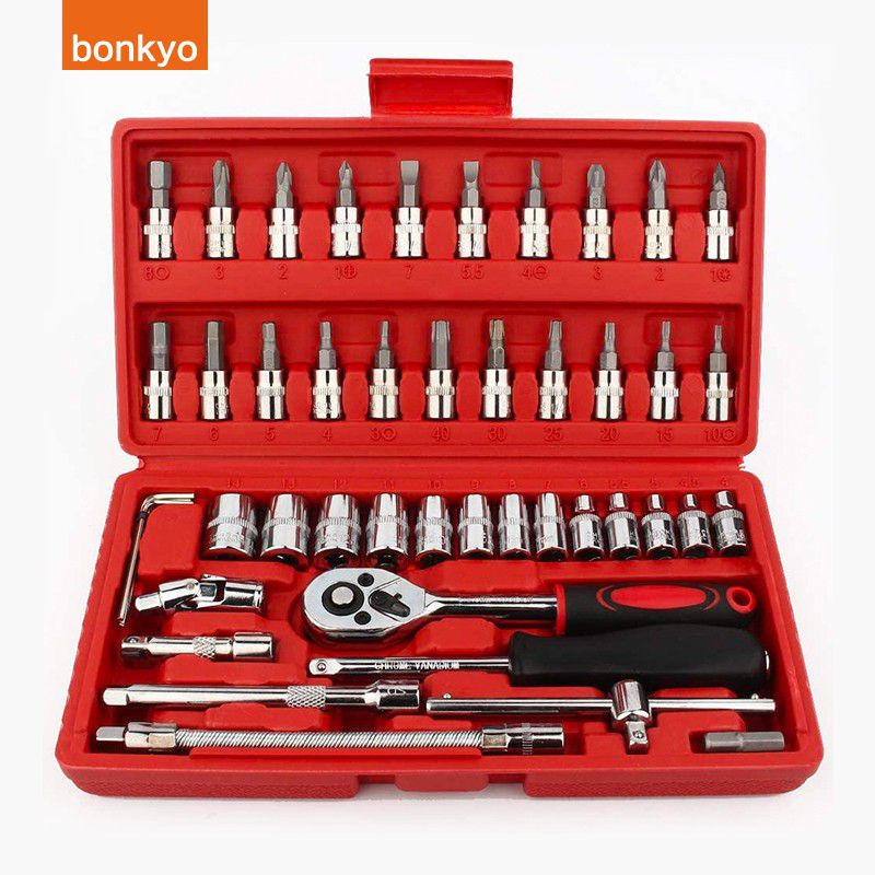 Kunci SOK 46 PC Set Socket (1/4) Full Socket Tolkit Pas Shock