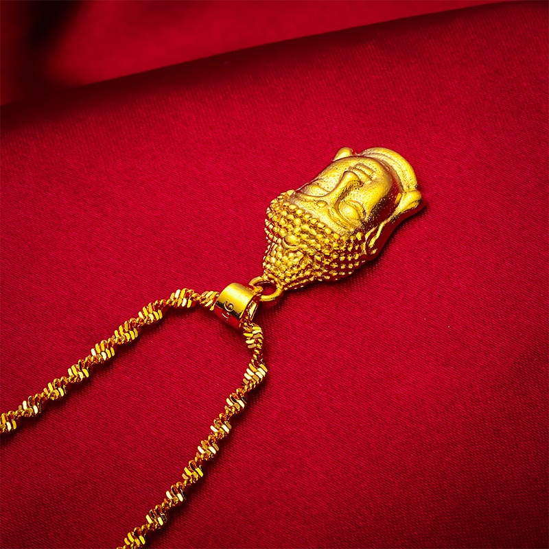 Kalung Lapis Emas Emas Asli Kadar 375Dengan Liontin Maitreya Buddha Gaya Korea