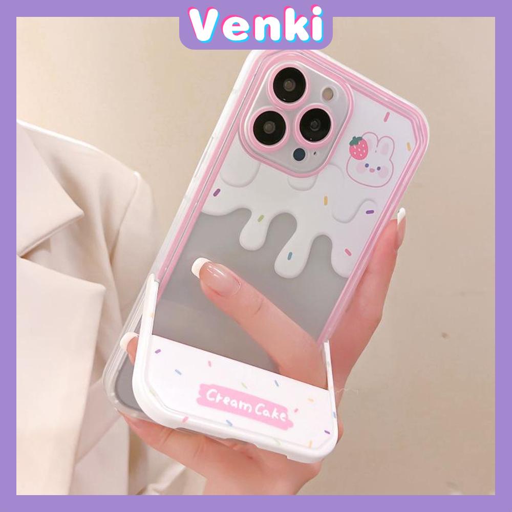 iPhone Case Acrylic Invisible Folding Stand Silicone Soft Case Airbag Shockproof Cover Camera Cream Bunny Cute Compatible For iPhone 11 Pro Max 13 Pro Max 12 Pro Max 7Plus xr XS