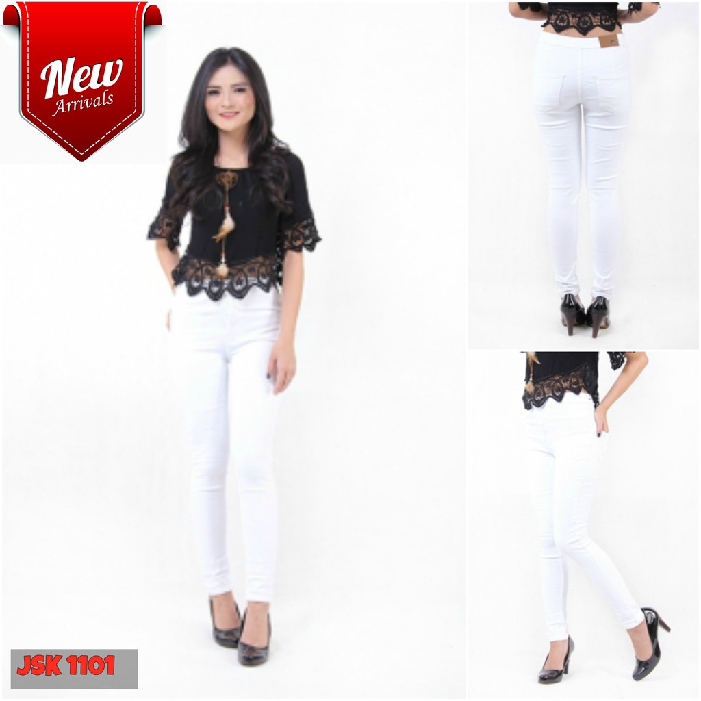 White Highwaist Jeans / Celana highwaist putih JSK 1101