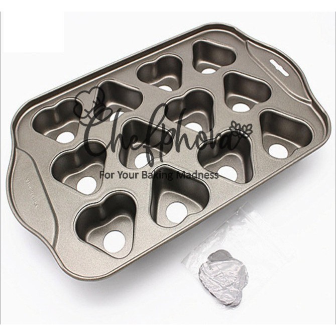 Loyang Mini Cheese Cake Pie Love Bongkar Pasang Non Stick Roti Bronis Brownies 12 Lubang