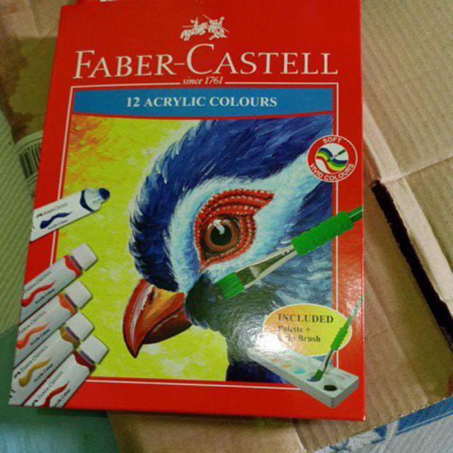  FABER  CASTELL  CAT  AKRILIK CAT  LUKIS  12 WARNA ACRYLICS 