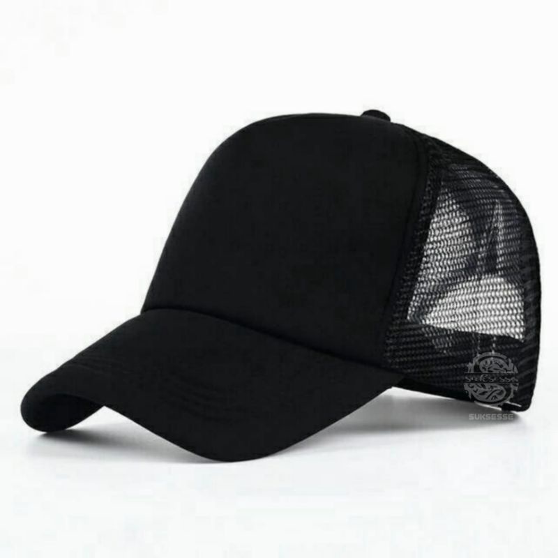 Topi Jaring Hitam Polos | Trucker Hat | Topi Distro