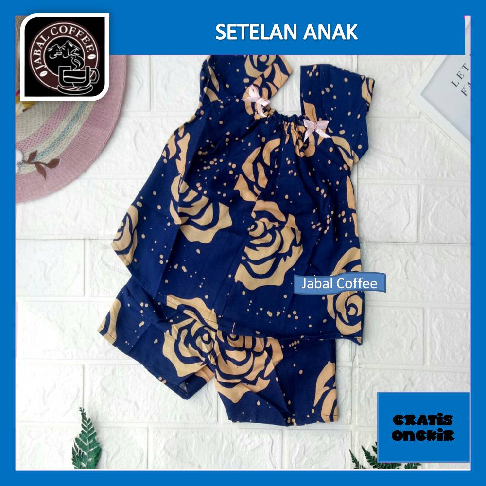 Setelan Baju Tidur Anak / Setelan Daster Anak / Setelan Katun Anak Perempuan Motif Tie Dye J2