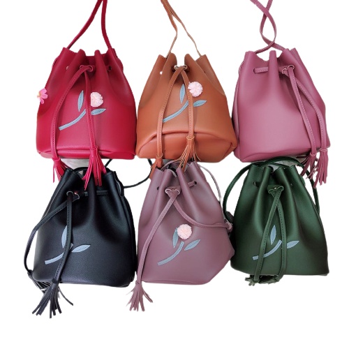 SIAP KIRIM!!! Tas Selempang Wanita / Slingbag / Bag Fashion IMPORT / Serut motif bunga 9951