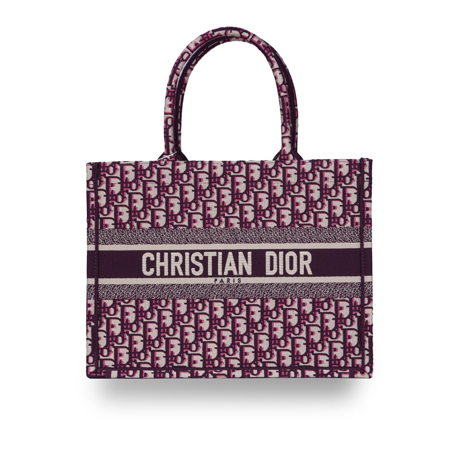 Tas Tote Dior  Wanita Bag Burgundy Oblique Embroidery Handmade Qualty