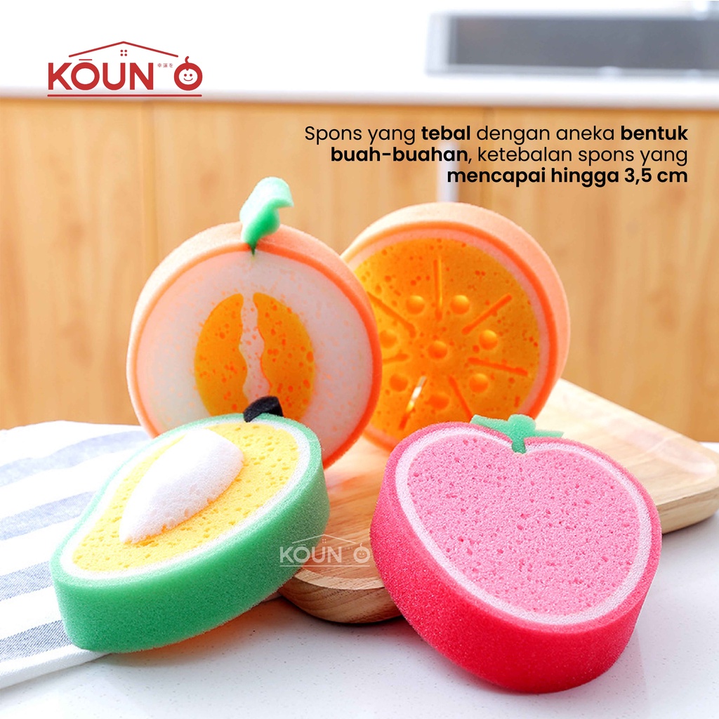 Spons Spon Sponge Spoon Cuci Piring Gelas Cangkir Perlatan Dapur Spon Mandi Buah Buahan Fruit Sponge